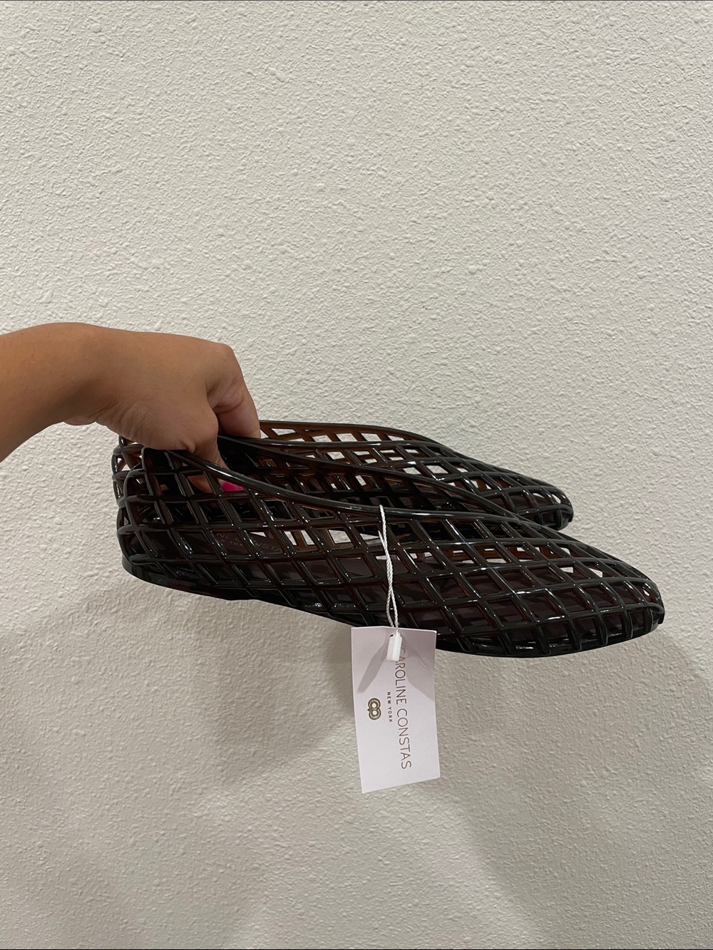 NWT Caroline Constas Dark Brown Lattice Ballerina Flats Size 7 Trendy - Picture 2 of 8